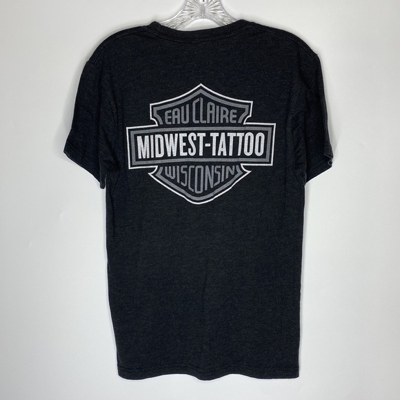 Eau Claire Midwest Tattoo Emblem Dark Gray Black Tshirt Small - Picture 1 of 5
